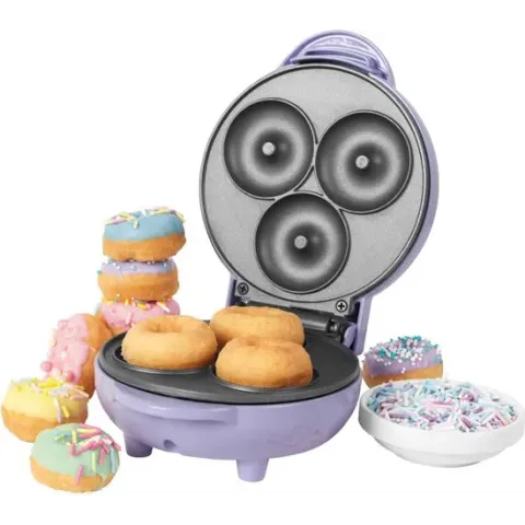 Petra Retro Donutmaker 550W - 3 donuts - Antiaanbaklaag - Paars