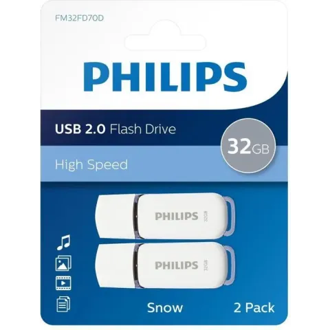 Philips FM32FD70D - USB 2.0 32GB - Snow - Grijs - 2 stuks