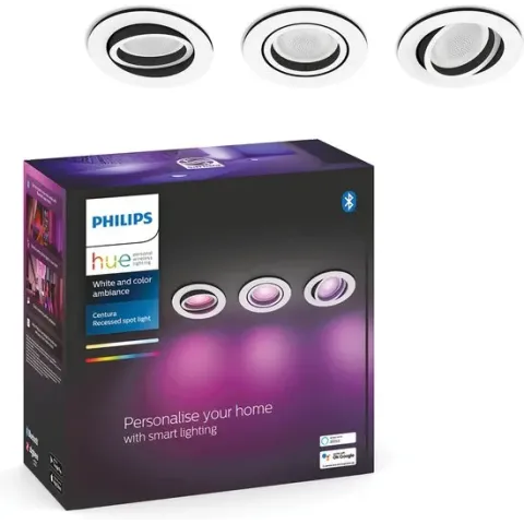 Philips Hue Centura inbouwspot - White and Color Ambiance - 3-pack - aluminium - rond - Bluetooth