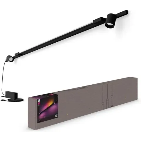 Philips Hue Perifo railverlichting muur - 2-spots - 1 gradient light tube - zwart - basisset