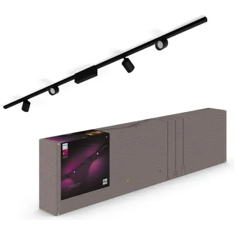 Philips Hue Perifo railverlichting plafond - wit en gekleurd licht - 4-spots - zwart - basisset
