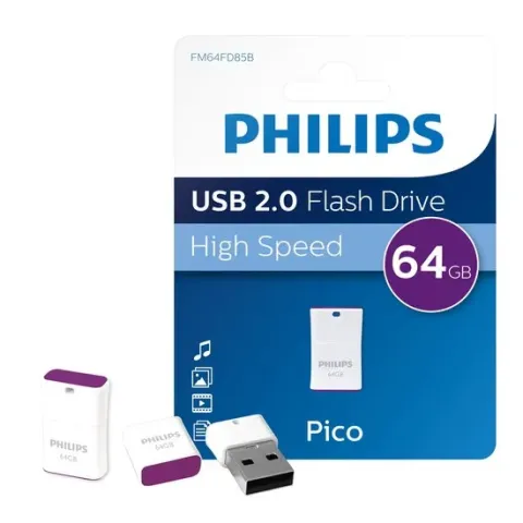 Philips USB stick 2.0 64GB - Pico - Paars - FM64FD85B