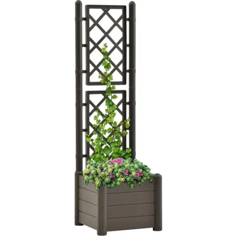 Plantenbak met latwerk 43x43x142 cm PP antraciet