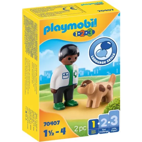 PLAYMOBIL 1.2.3 Dierenarts met hond - 70407