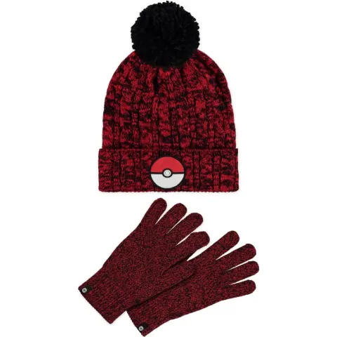 Pokémon - Red&Black Giftset (Beanie & Knitted Gloves)