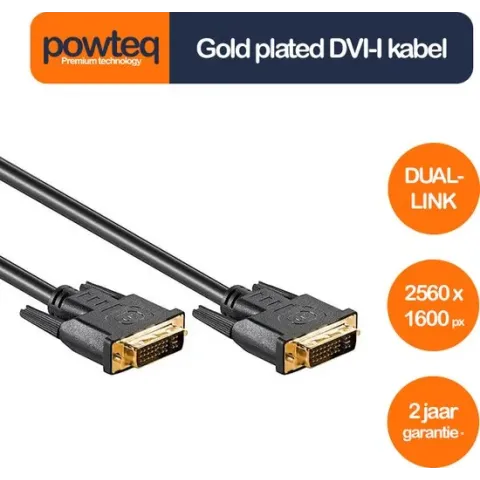 Powteq - 10 meter premium DVI-I kabel - DVI-I Dual Link - Gold-plated