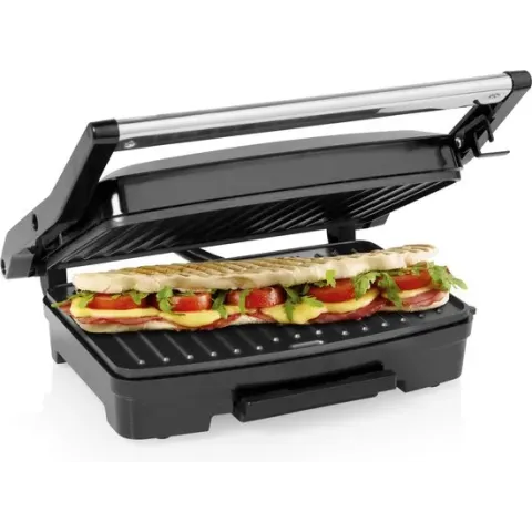 Princess 117501 Contact Grill compact – Bakoppervlak van 23 x 15 cm – Vetopvangbak - RVS Design -750 Watt