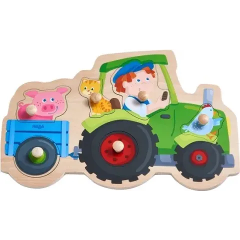 Puzzel - Dolle tractor rit - Hout - 6st.