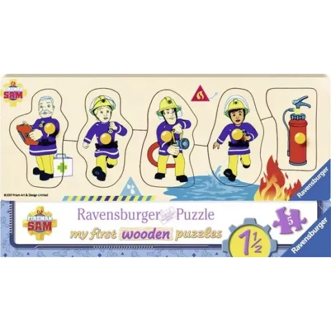 Ravensburger houten puzzel Brandweerman Sam en zijn vrienden - 5 stukjes