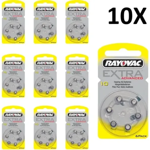 Rayovac type 10 extra advanced hoorbatterijen - geel - 10 x 6 stuksgehoora