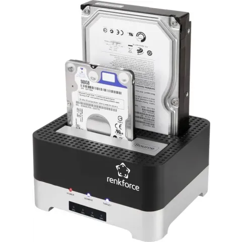 Renkforce RF-DOCKING-02 SATA USB 3.2 Gen 1 (USB 3.0) Harde schijf-kopieerstation Met clone-functie