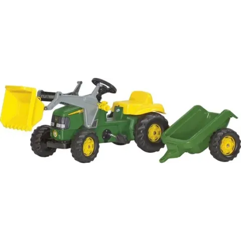 Rolly Toys Rollykid John Deere - Traptractor met Aanhanger en Frontlader