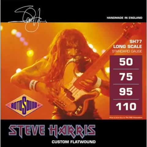 Rotosound bas snaren SH77, 50-110, Flat Steve Harris, Monel Flatwound - Snarenset voor 4-string basgitaar