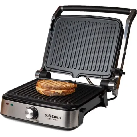 Safecourt Kitchen Contactgrill compact CG200 - Tosti apparaat - Grill apparaat - Uitneembare platen