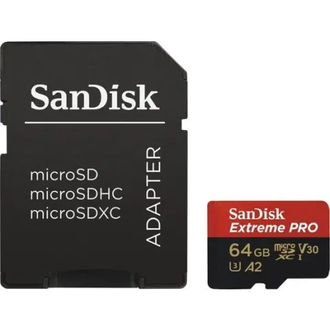 SanDisk Extreme Pro Micro SDXC 64GB - A2 V30 - met adapter