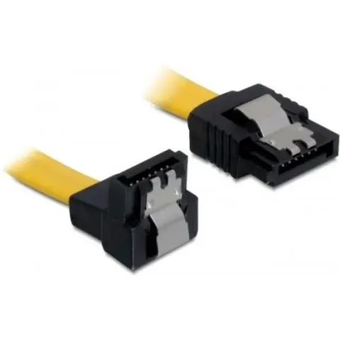 SATA datakabel - recht / haaks naar beneden - plat - SATA600 - 6 Gbit/s / geel - 0,10 meter