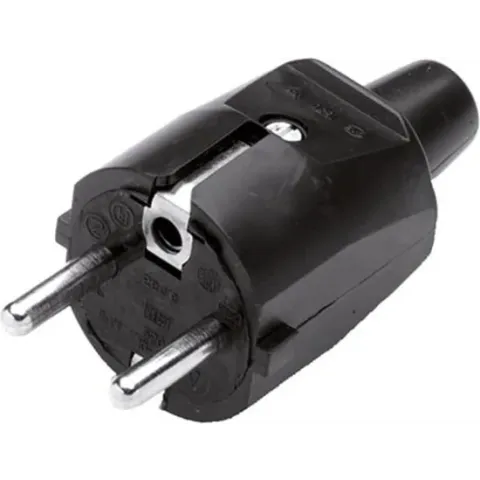 Scanpart losse stekker geaard - Voor snoer - 250 V - Recht - Rubber - Spatwaterdicht - Zwart - 10A 16A