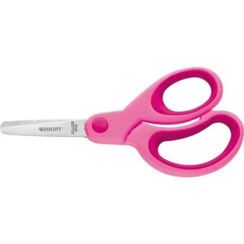 Schaar Westcott Kids 13cm - softgrip ronde punt roze
