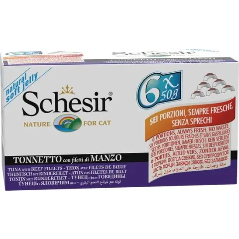 Schesir Kat Mp Blik 6x50 g Tonijn&Rundvlees
