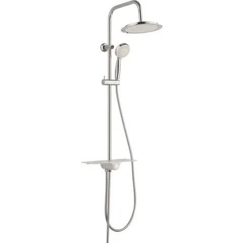 SCHÜTTE Aquastar Douchesysteem - Regendouche - Geïntegreerd Planchet met Push-Button Omsteller - Chroom & Wit