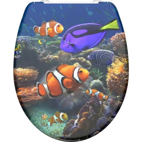 SCHÜTTE WC-Bril 82372 SEA LIFE - Duroplast - Soft Close - Afklikbaar - RVS-Scharnieren - Decor - 3-zijdige Print