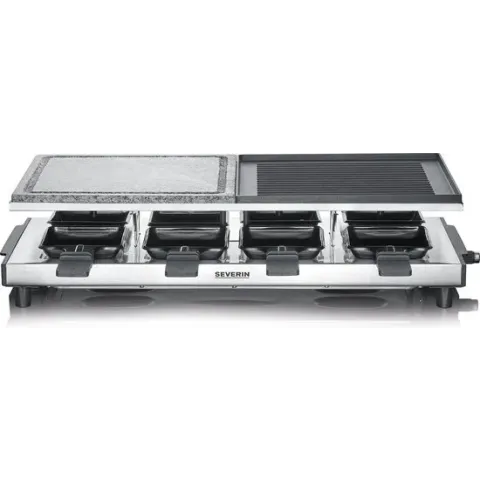 Severin RG 2373 - Raclettegrill - zilver met natuurlijke grillsteen