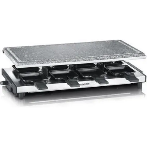 Severin RG 2374 - Raclettegrill - met natuurlijke grillsteen - zilver