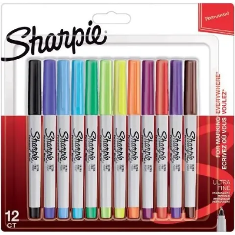 Sharpie Permanent Markers - Ultra Fijne Punt - Kleuren - 12 stuks