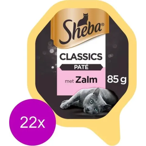 Sheba Classics Paté Kuipje - Zalm - Kattenvoer - 22 x 85g