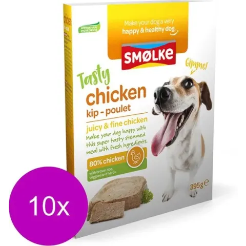 Smolke vers gestoomd kip - hondenvoer - 10 x 395 gr