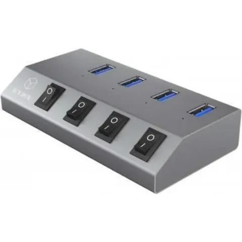 snellader 4-Port IcyBox USB 5V 20W IB-HUB1405 (g)