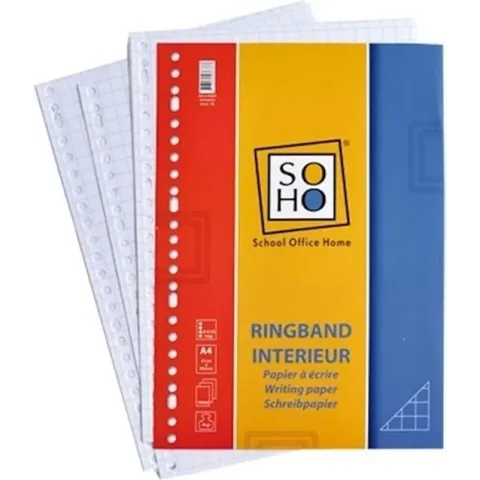 Soho Ringbandpapier Ruit 10x10 Mm 23-rings A4 Papier 100 Stuks