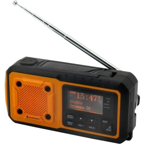 Soundmaster DAB112OR - Compacte DAB+ noodradio met ingebouwde accu, solar en LED-verlichting