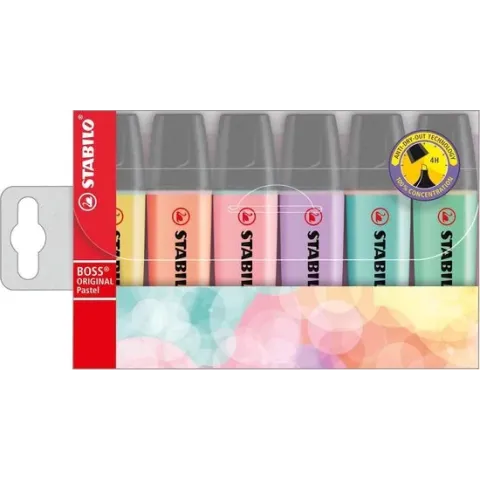 STABILO BOSS ORIGINAL Pastel Markeerstiften - Etui 6 kleuren
