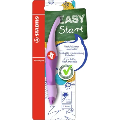 STABILO EASYoriginal - Ergonomische Rollerball - Rechtshandig - Blauwe Inkt - Pastel Edition - Navulbaar - Lila Blush