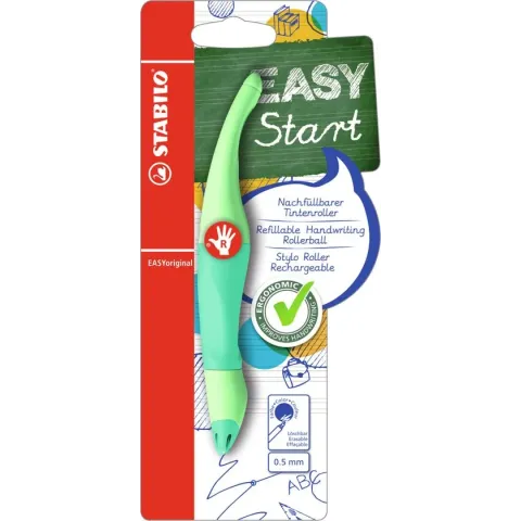 STABILO EASYoriginal - Ergonomische Rollerball - Rechtshandig - Blauwe Inkt - Pastel Edition - Navulbaar - Vleugje Mint
