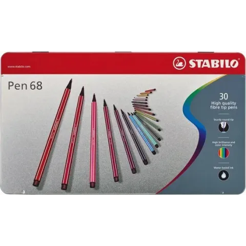 STABILO Pen 68 30 Viltstiften - Metalen Etui