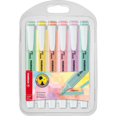 STABILO Swing Cool Pastel Markeerstiften - Etui 6 stuks
