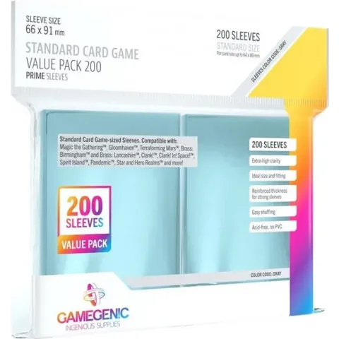 Standard Prime Sleeves Value Pack (66x91mm/Grey) (200)