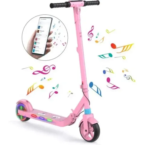 Stay-on Kes 1 Roze - Elektrische Step Voor Kinderen Met Bluetooth Speaker En Led Color Lights - Met Nederlandse Handleiding