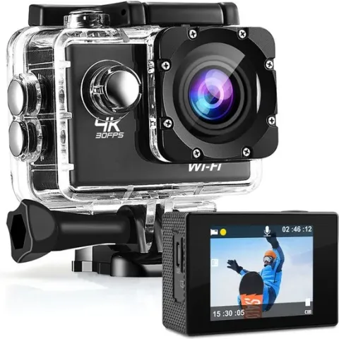 Strex Actioncamera 4K 16MP - 60FPS / 30M Waterdicht / WiFi - Inclusief Accessoires - Actiecamera - Onderwatercamera