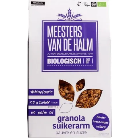 Suikerarme Granola Meesters Van De Halm - Zak 350 gram - Biologisch