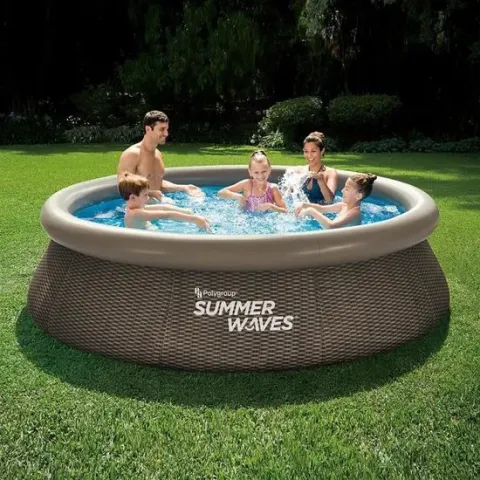 SUMMER WAVES ZWEMBAD QUICK SET 305 X 76 CM DARK DOUBLE RATTAN + FILTERPOMP