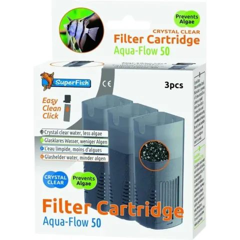 SuperFish AquaFlow 50 Crystal Clear Cartridge - Aquariumfilter - 3 stuks