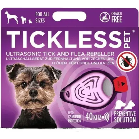 Tekenband en vlo afweer voor hond en kat roze - Tickless
