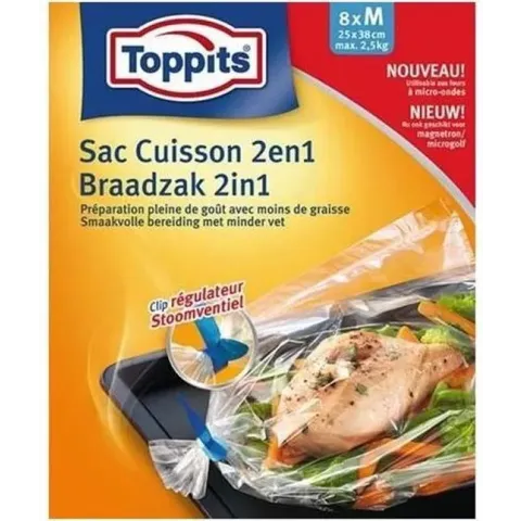 Toppits braadzakken 2-in-1  8xM