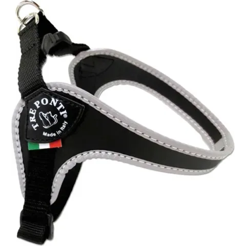 Tre Ponti Fibbia Basic Tuig Zwart&Reflecterend - Hondenharnas - 35 - 49 cm