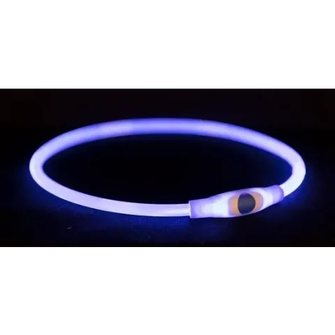 Trixie halsband voor hond usb flash light lichtgevend oplaadbaar blauw 65x0,8 cm
