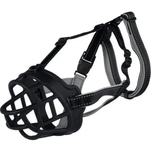 Trixie muilkorf muzzle flex silicone zwart M-l 22x26 cm