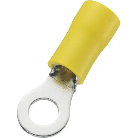 TRU COMPONENTS 746621 Ringkabelschoen Dwarsdoorsnede (max.): 6 mm² Gat diameter: 5.3 mm Deels geïsoleerd Geel 50 stuk(s